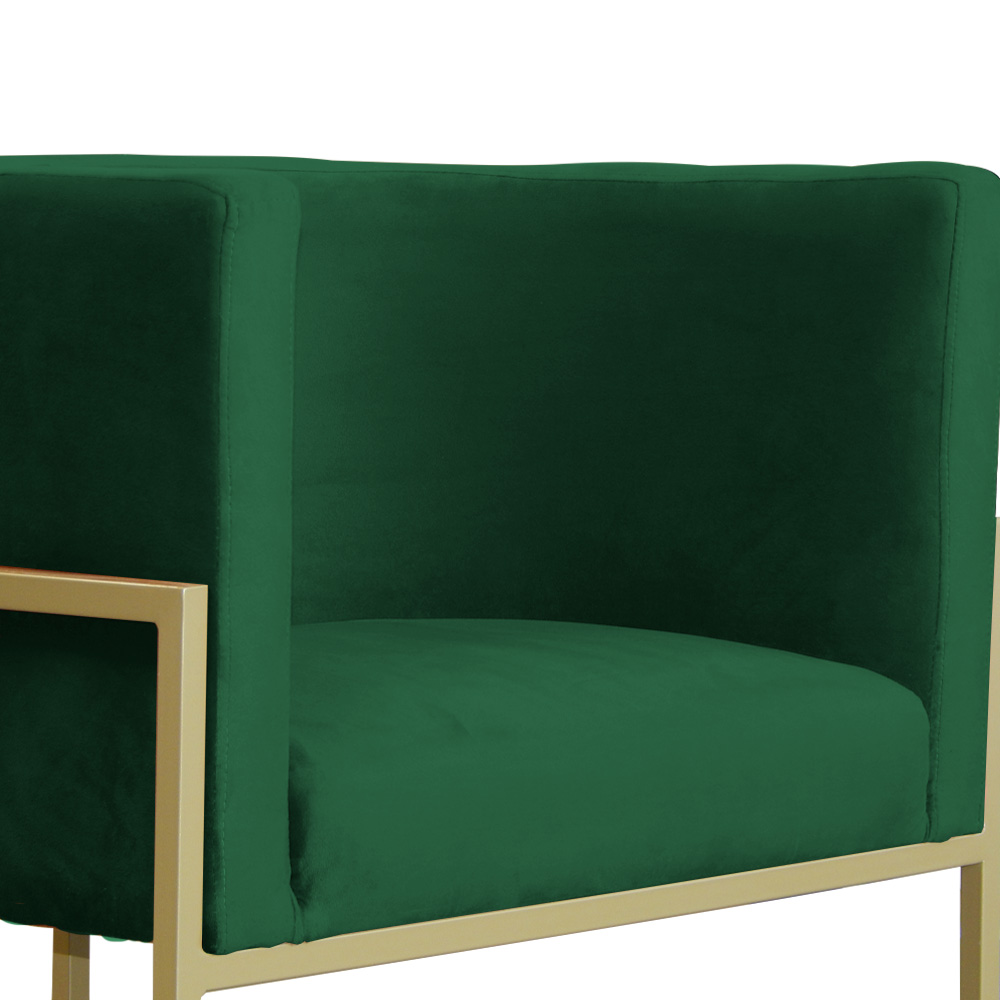 Kit 02 Poltronas Decorativa Luana Luxo Veludo Verde - DS Estofados