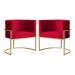 Kit 02 Poltronas Decorativa Luana Luxo Veludo Vermelho