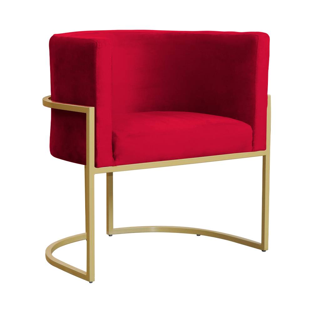 Kit 02 Poltronas Decorativa Luana Luxo Veludo Vermelho