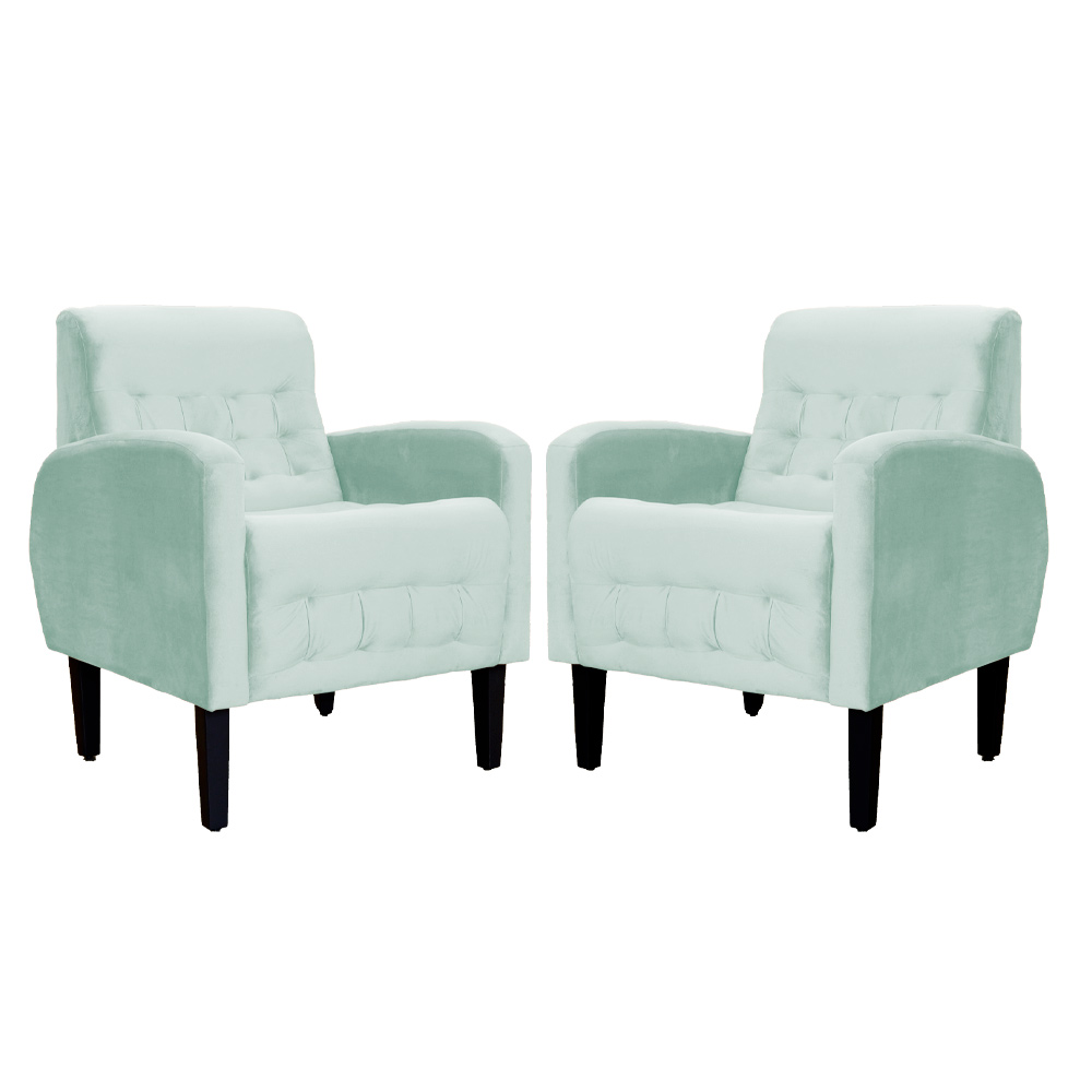 Kit 02 Poltronas Decorativa Luiza Para Escritório Veludo Acqua - DS Estofados