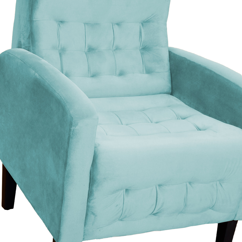 Kit 02 Poltronas Decorativa Luiza Para Escritório Veludo Azul Turquesa - DS Estofados