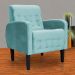 Kit 02 Poltronas Decorativa Luiza Para Escritório Veludo Azul Turquesa - DS Estofados