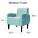 Kit 02 Poltronas Decorativa Luiza Para Escritório Veludo Azul Turquesa - DS Estofados