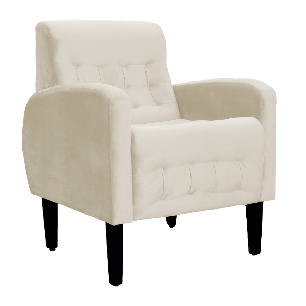 Kit 02 Poltronas Decorativa Luiza Para Escritório Veludo Bege - DS Estofados