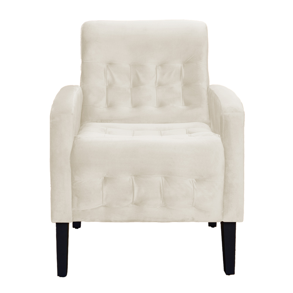 Kit 02 Poltronas Decorativa Luiza Para Escritório Veludo Bege - DS Estofados