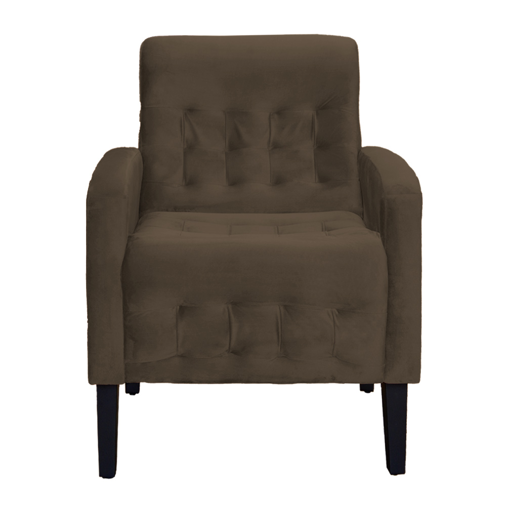Kit 02 Poltronas Decorativa Luiza Para Escritório Veludo Marrom - DS Estofados