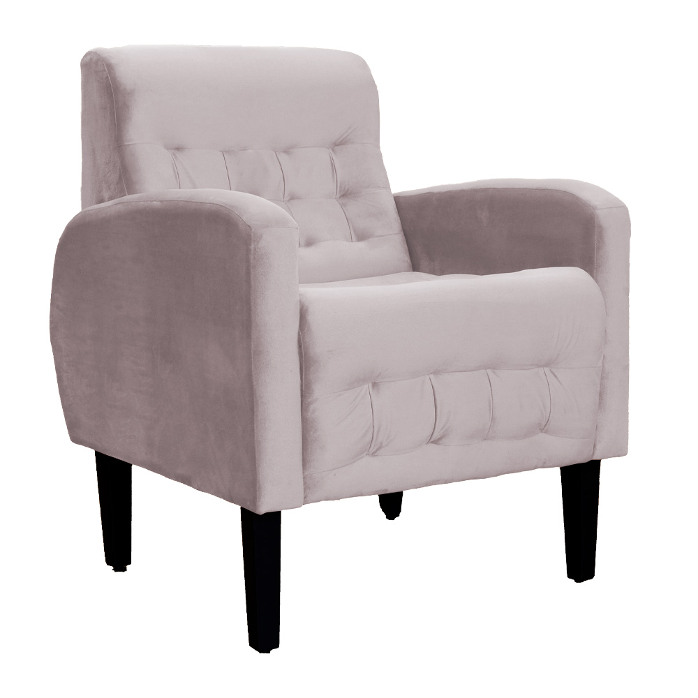 Kit 02 Poltronas Decorativa Luiza Para Escritório Veludo Rosê - DS Estofados