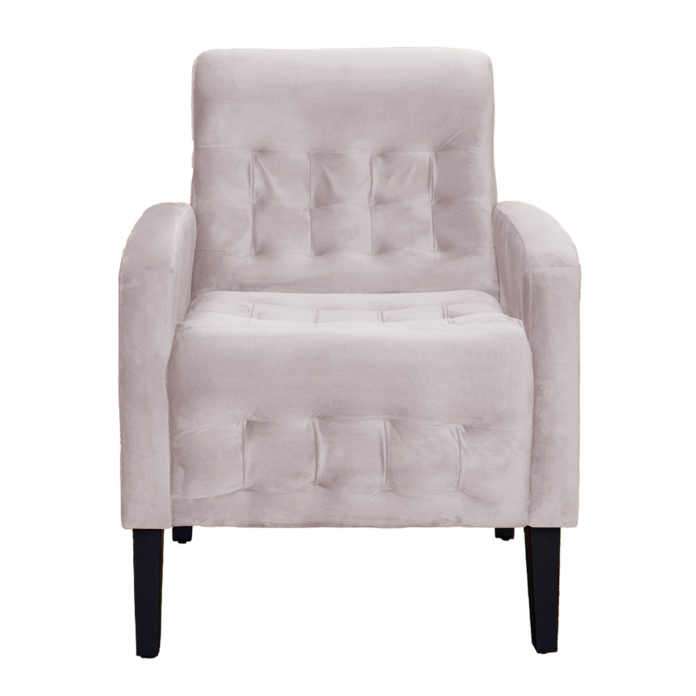 Kit 02 Poltronas Decorativa Luiza Para Escritório Veludo Rosê - DS Estofados