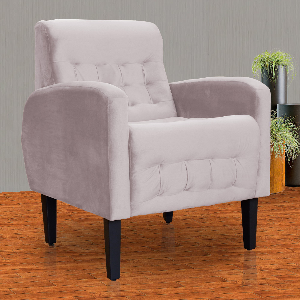 Kit 02 Poltronas Decorativa Luiza Para Escritório Veludo Rosê - DS Estofados