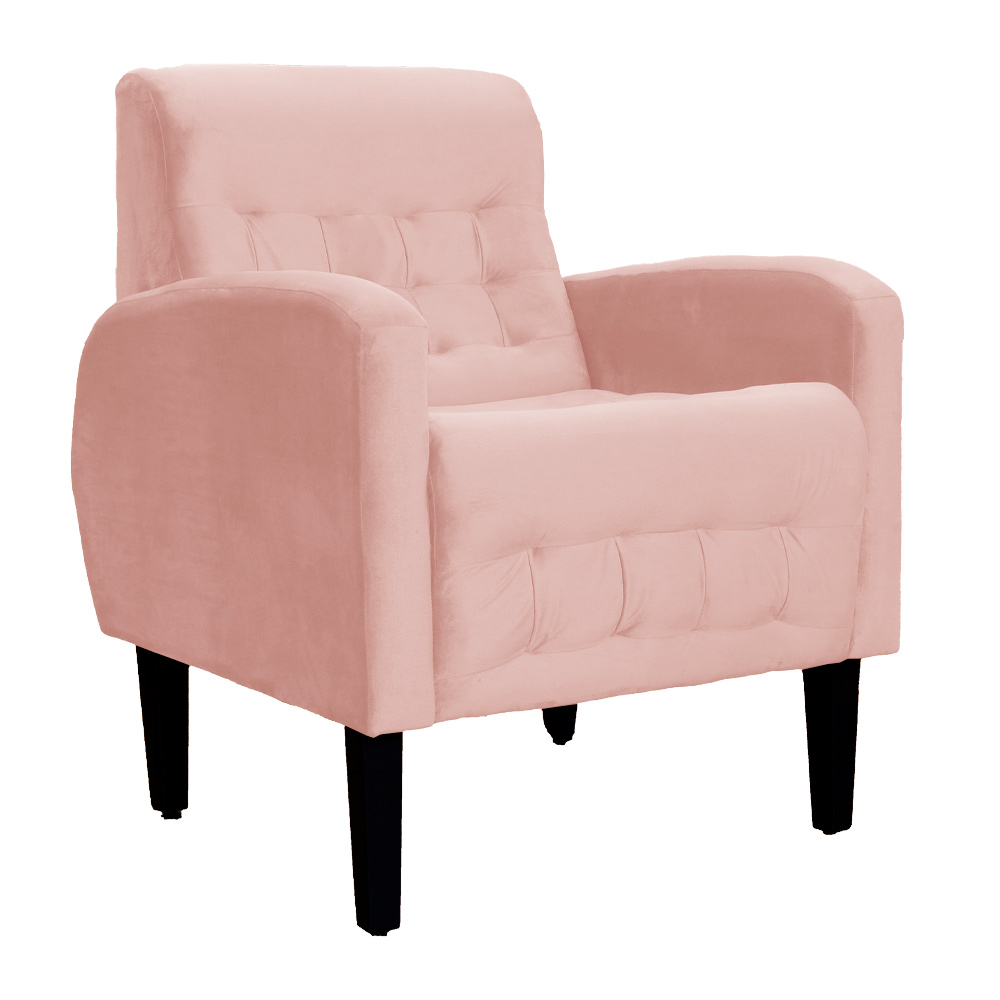 Kit 02 Poltronas Decorativa Luiza Para Escritório Veludo Rosa - DS Estofados
