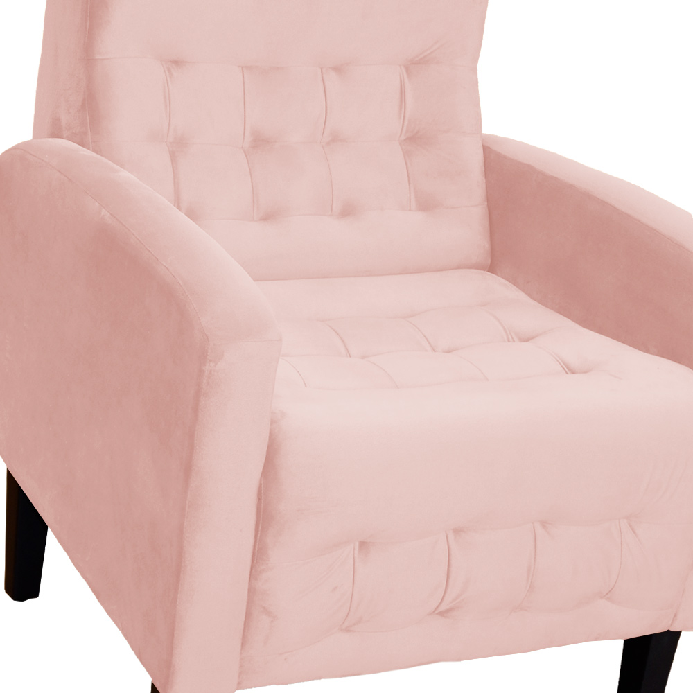 Kit 02 Poltronas Decorativa Luiza Para Escritório Veludo Rosa - DS Estofados