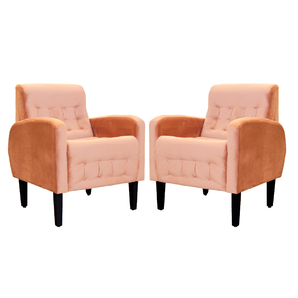 Kit 02 Poltronas Decorativa Luiza Para Escritório Veludo Terracota - DS Estofados