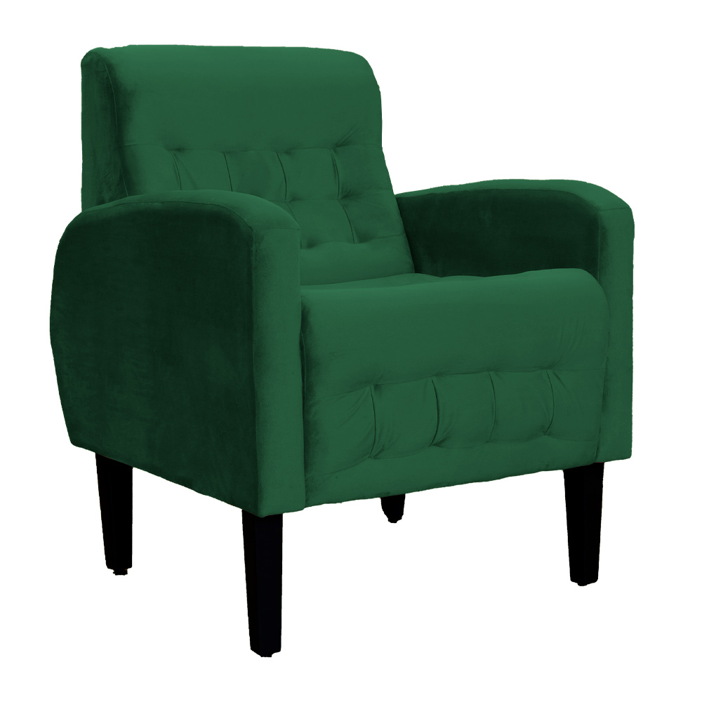 Kit 02 Poltronas Decorativa Luiza Para Escritório Veludo Verde - DS Estofados