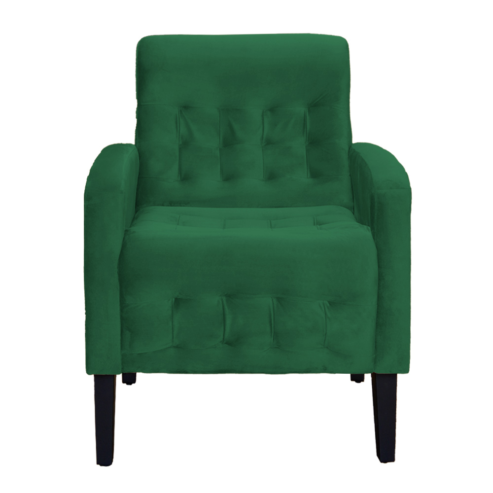Kit 02 Poltronas Decorativa Luiza Para Escritório Veludo Verde - DS Estofados