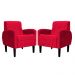 Kit 02 Poltronas Decorativa Luiza Para Escritório Veludo Vermelho - DS Estofados