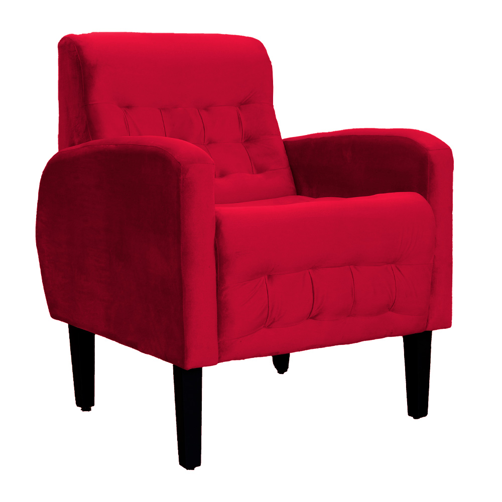 Kit 02 Poltronas Decorativa Luiza Para Escritório Veludo Vermelho - DS Estofados