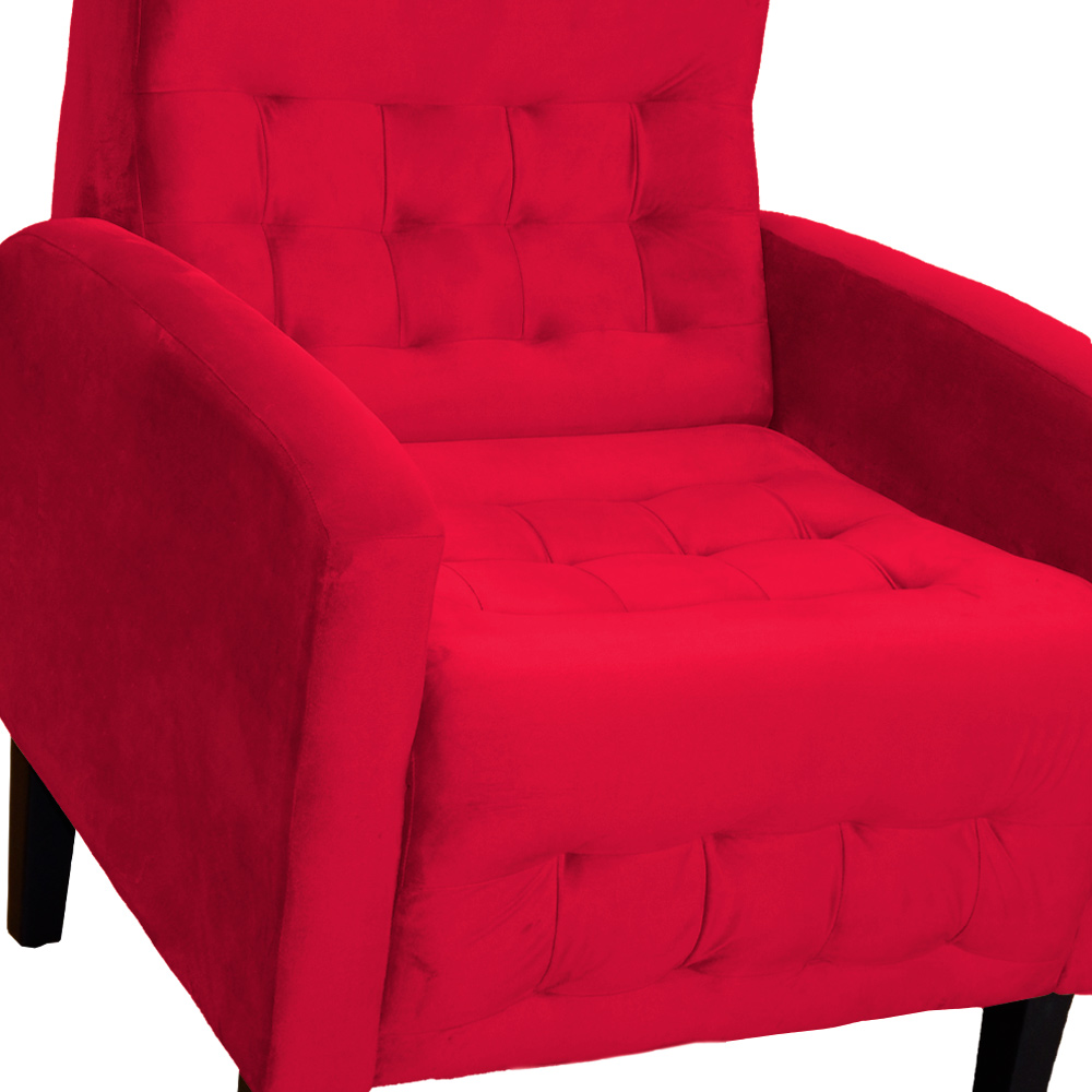 Kit 02 Poltronas Decorativa Luiza Para Escritório Veludo Vermelho - DS Estofados