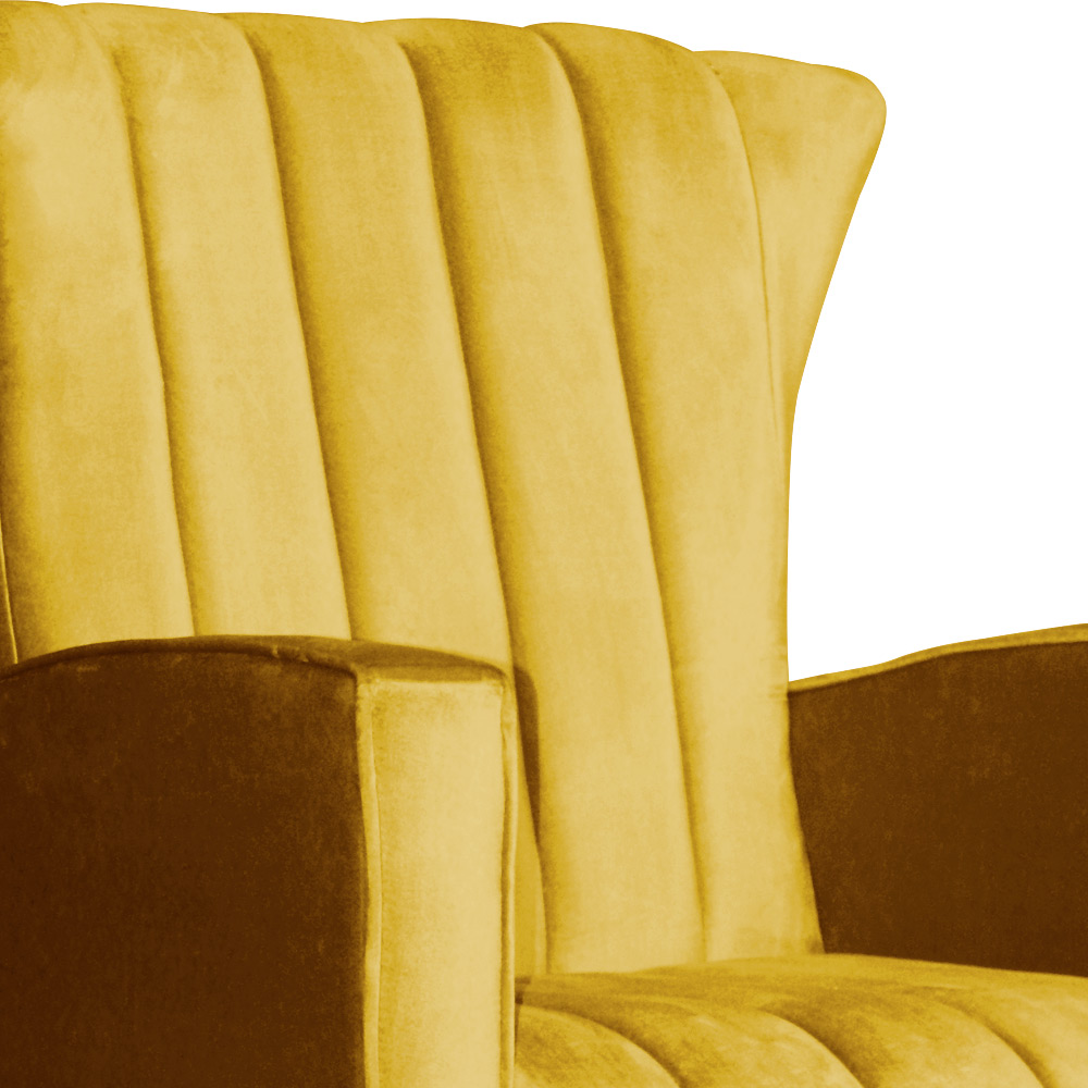 Kit 02 Poltronas Decorativa Melinda Pés Balanço Veludo Amarelo