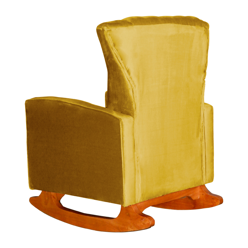 Kit 02 Poltronas Decorativa Melinda Pés Balanço Veludo Amarelo