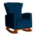 Kit 02 Poltronas Decorativa Melinda Pés Balanço Veludo Azul