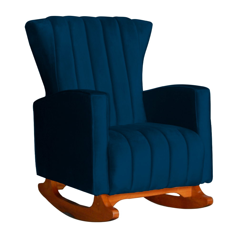 Kit 02 Poltronas Decorativa Melinda Pés Balanço Veludo Azul