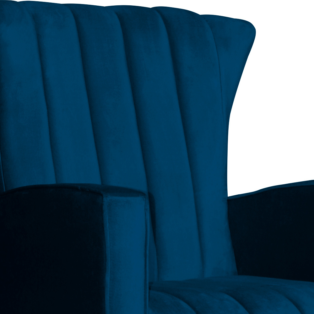 Kit 02 Poltronas Decorativa Melinda Pés Balanço Veludo Azul