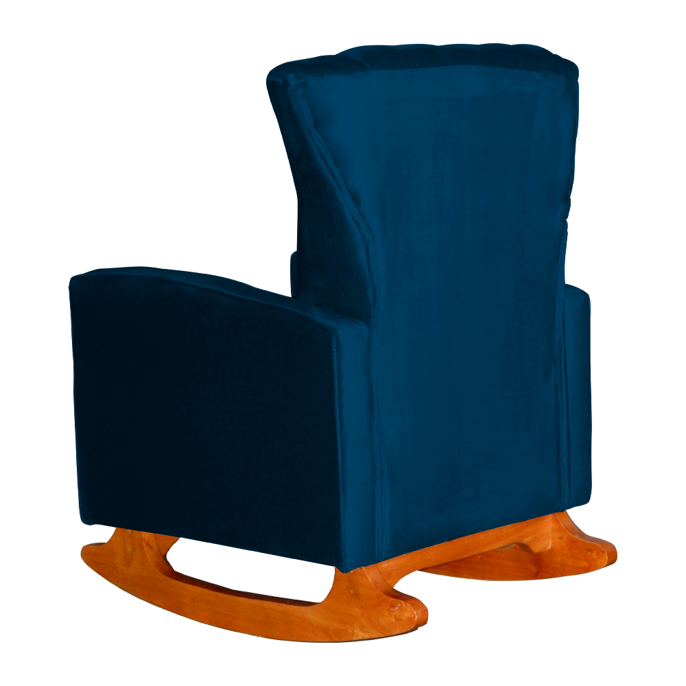 Kit 02 Poltronas Decorativa Melinda Pés Balanço Veludo Azul