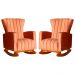 Kit 02 Poltronas Decorativa Melinda Pés Balanço Veludo Laranja