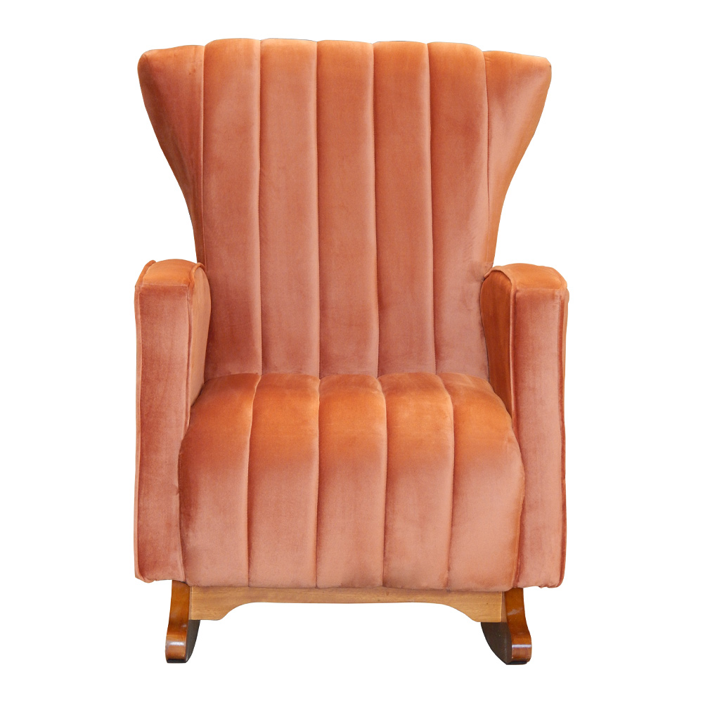 Kit 02 Poltronas Decorativa Melinda Pés Balanço Veludo Laranja