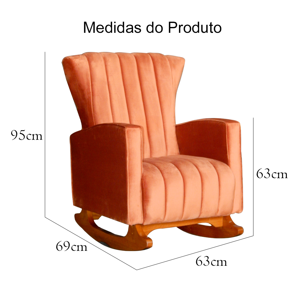 Kit 02 Poltronas Decorativa Melinda Pés Balanço Veludo Laranja