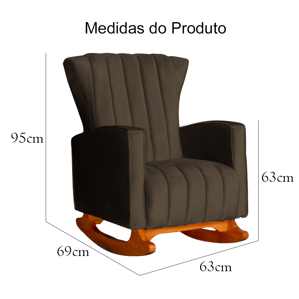 Kit 02 Poltronas Decorativa Melinda Pés Balanço Veludo Marrom