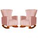 Kit 02 Poltronas Decorativa Melinda Pés Balanço Veludo Rosa