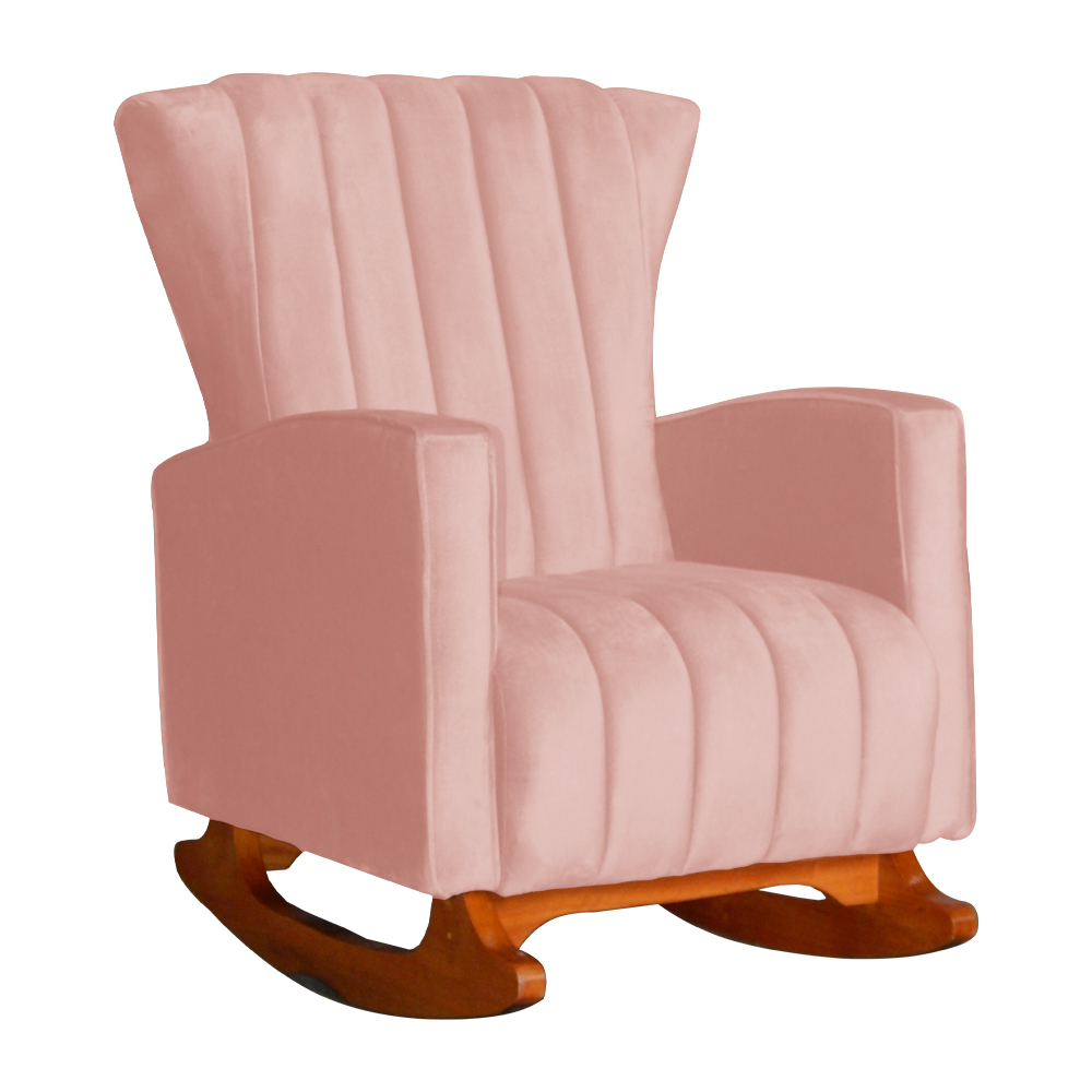 Kit 02 Poltronas Decorativa Melinda Pés Balanço Veludo Rosa