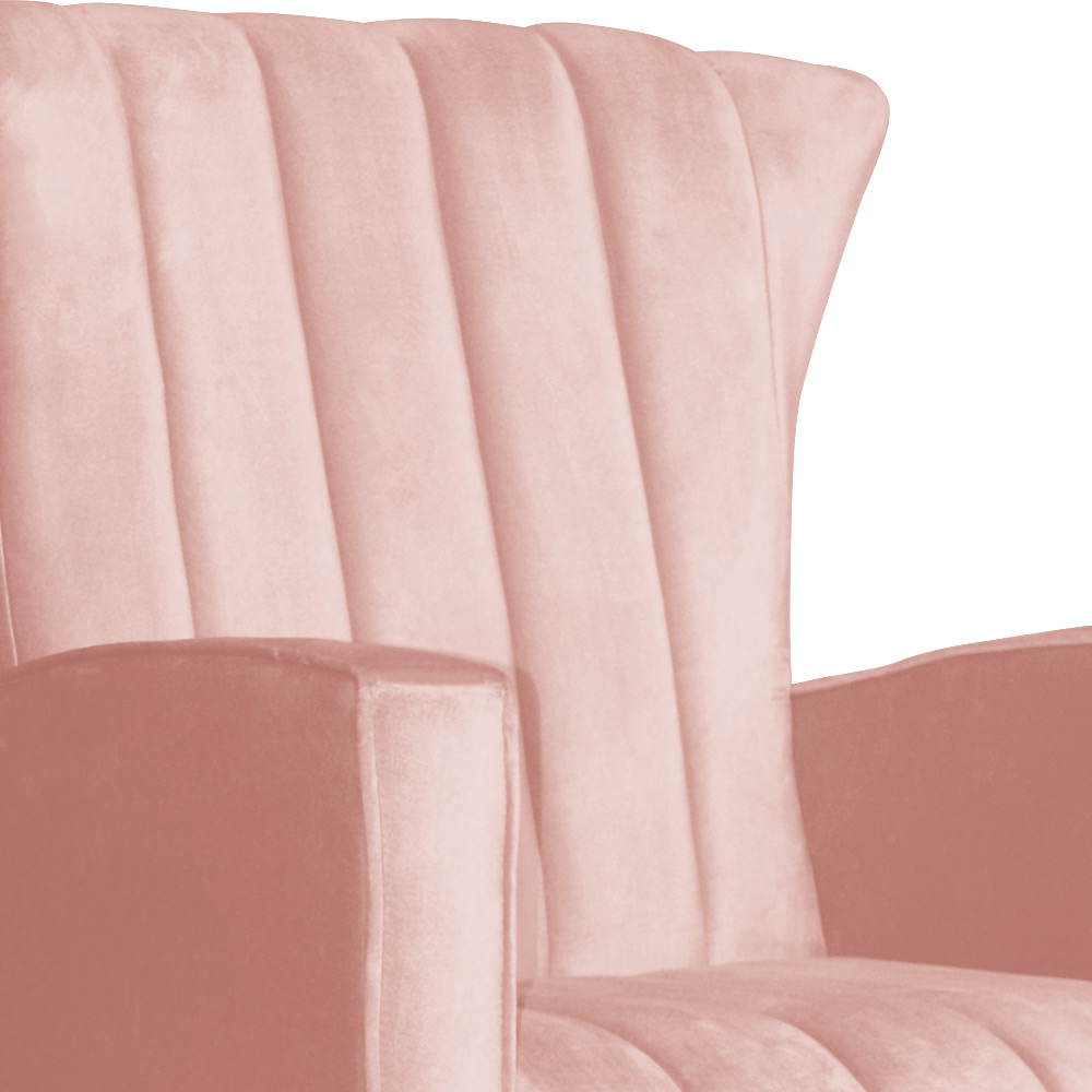 Kit 02 Poltronas Decorativa Melinda Pés Balanço Veludo Rosa