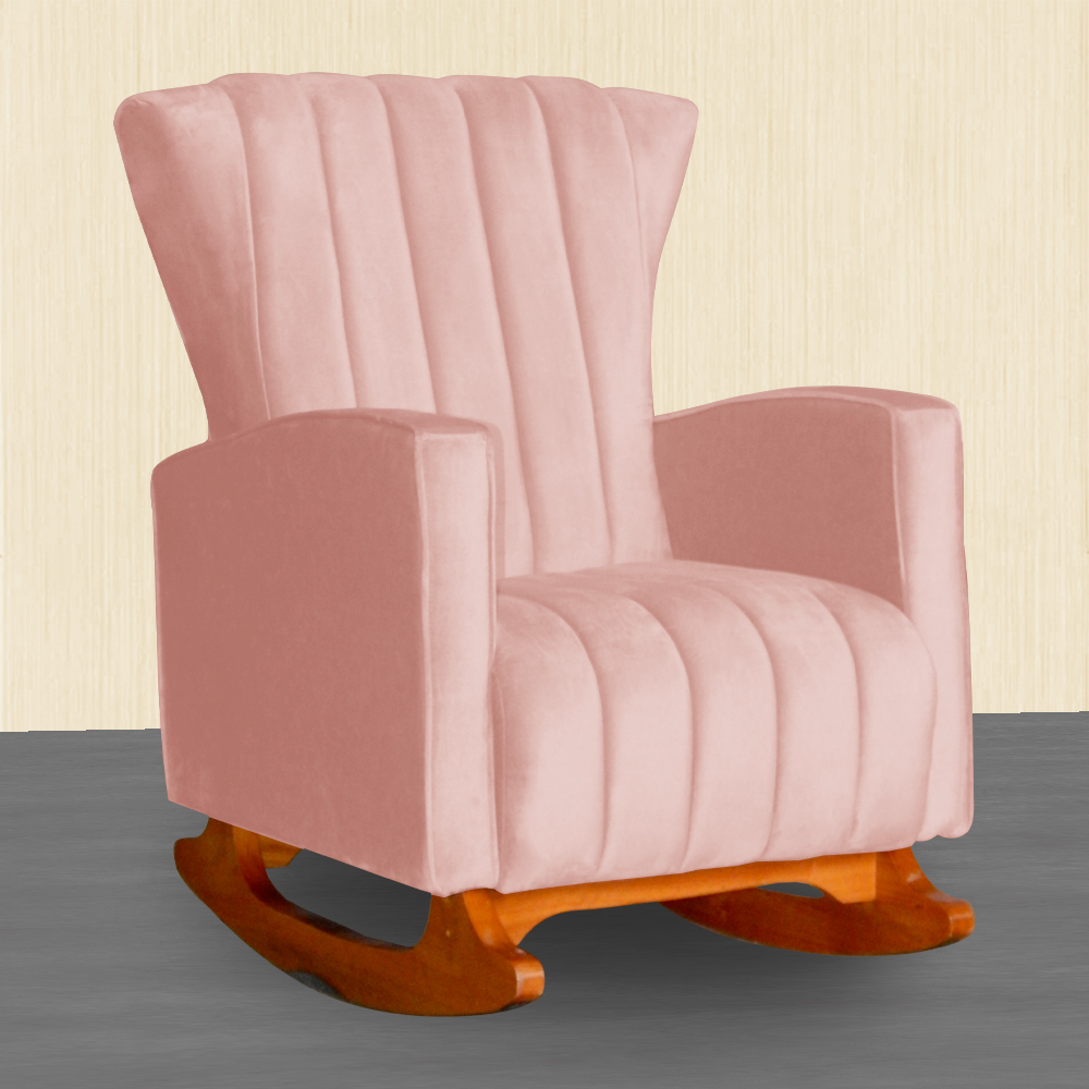 Kit 02 Poltronas Decorativa Melinda Pés Balanço Veludo Rosa