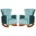 Kit 02 Poltronas Decorativa Melinda Pés Balanço Veludo Turquesa