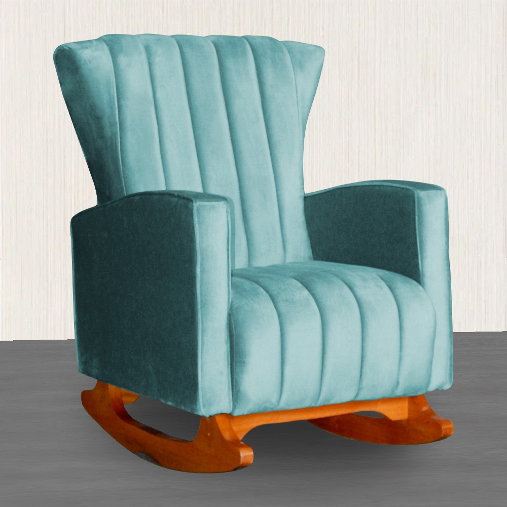 Kit 02 Poltronas Decorativa Melinda Pés Balanço Veludo Turquesa