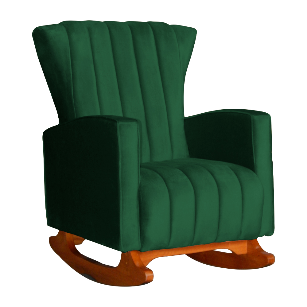 Kit 02 Poltronas Decorativa Melinda Pés Balanço Veludo Verde