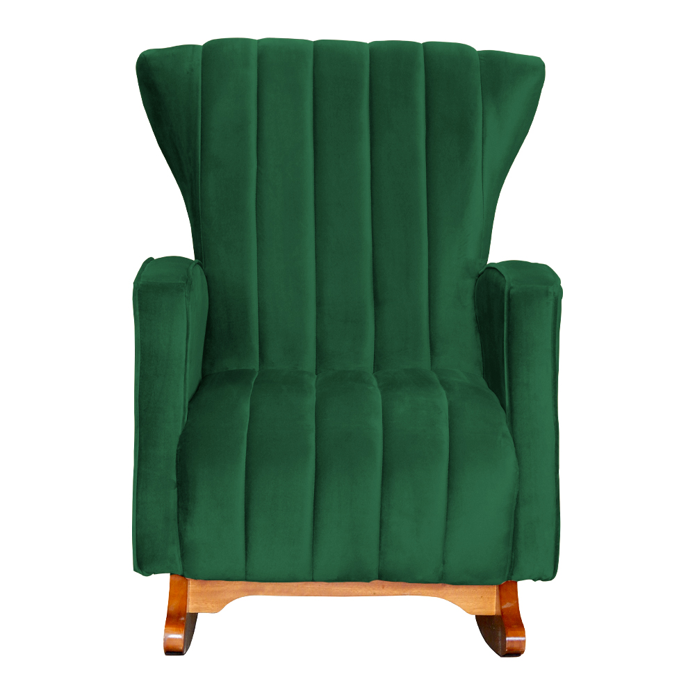 Kit 02 Poltronas Decorativa Melinda Pés Balanço Veludo Verde