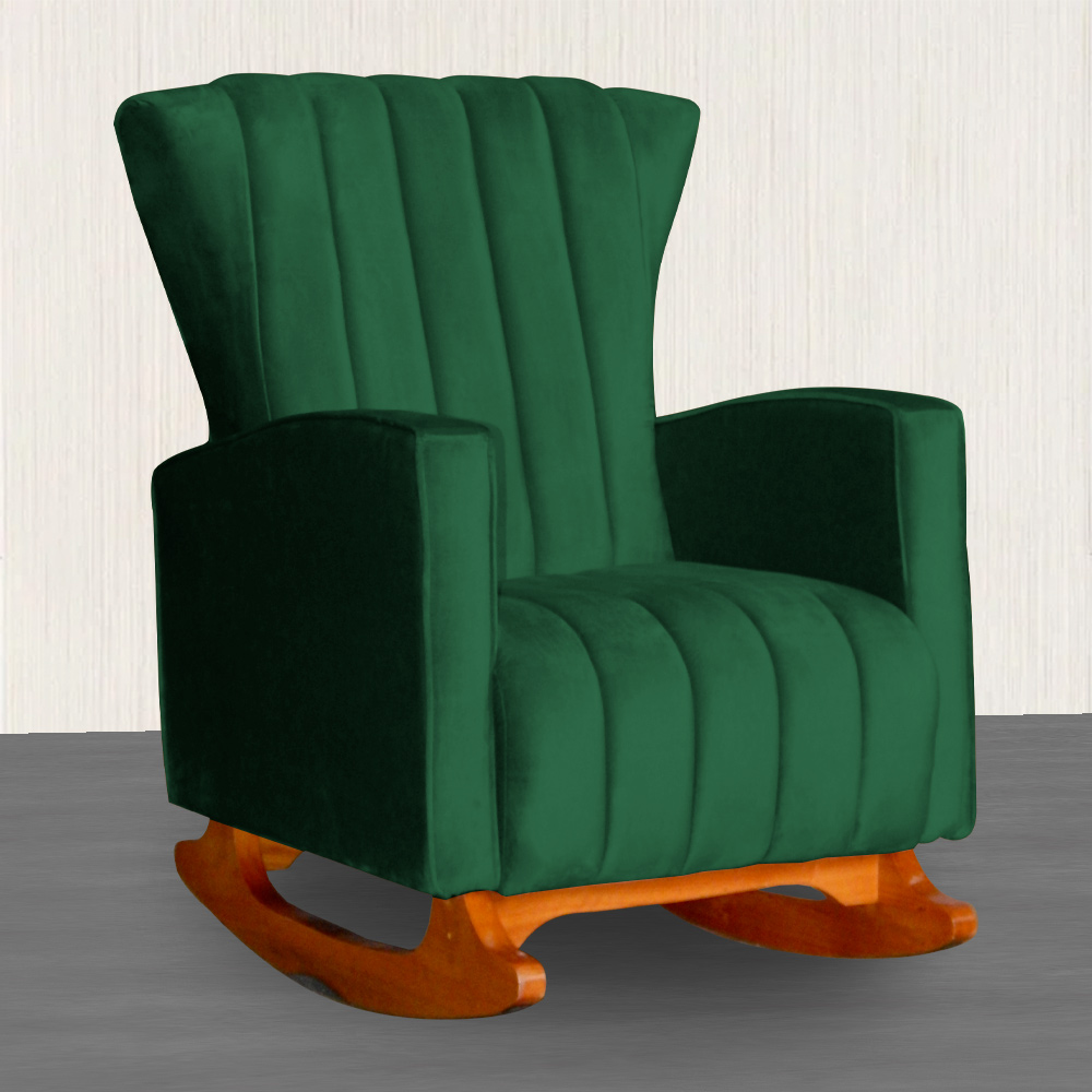Kit 02 Poltronas Decorativa Melinda Pés Balanço Veludo Verde