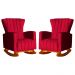 Kit 02 Poltronas Decorativa Melinda Pés Balanço Veludo Vermelho