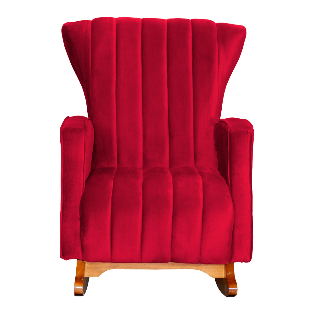 Kit 02 Poltronas Decorativa Melinda Pés Balanço Veludo Vermelho
