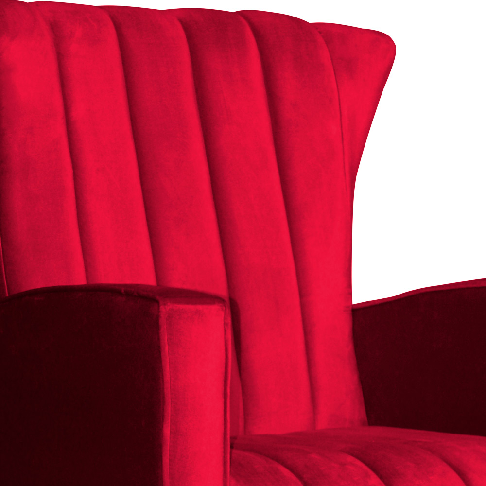 Kit 02 Poltronas Decorativa Melinda Pés Balanço Veludo Vermelho