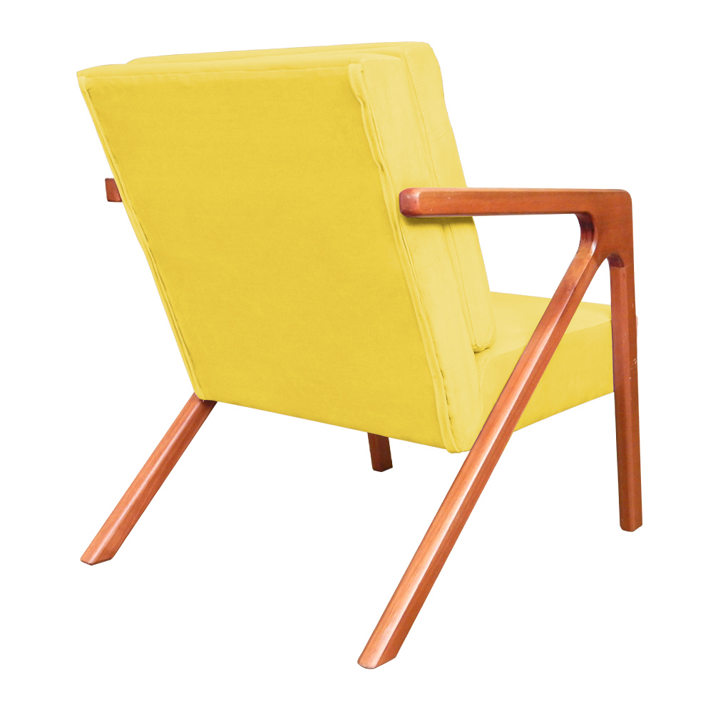 Kit 02 Poltronas Decorativa Monalisa para Sala Pequena Suede Amarelo