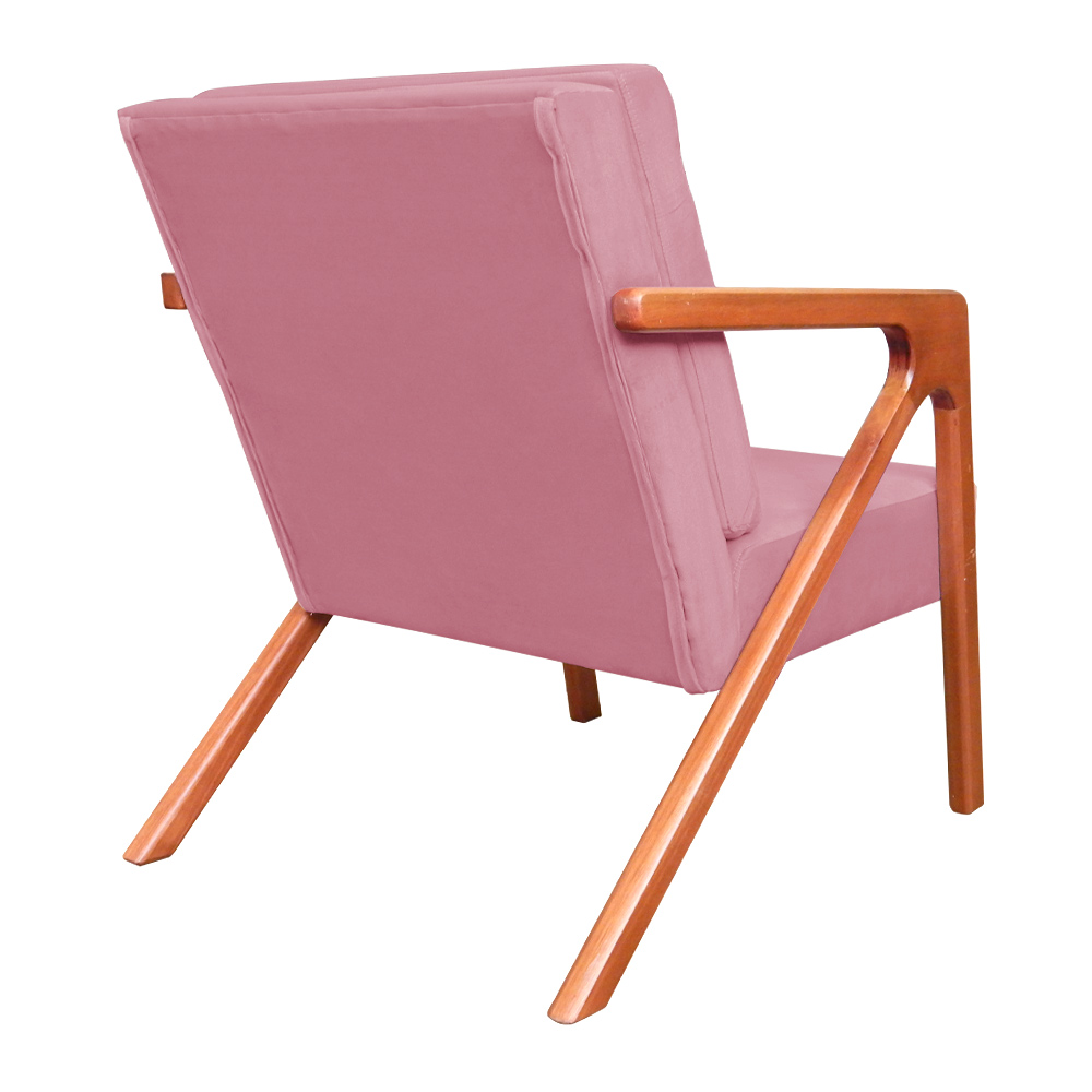 Kit 02 Poltronas Decorativa Monalisa para Sala Pequena Suede Rosa