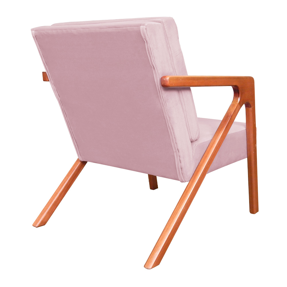 Kit 02 Poltronas Decorativa Monalisa para Sala Pequena Suede Rosa Bebê