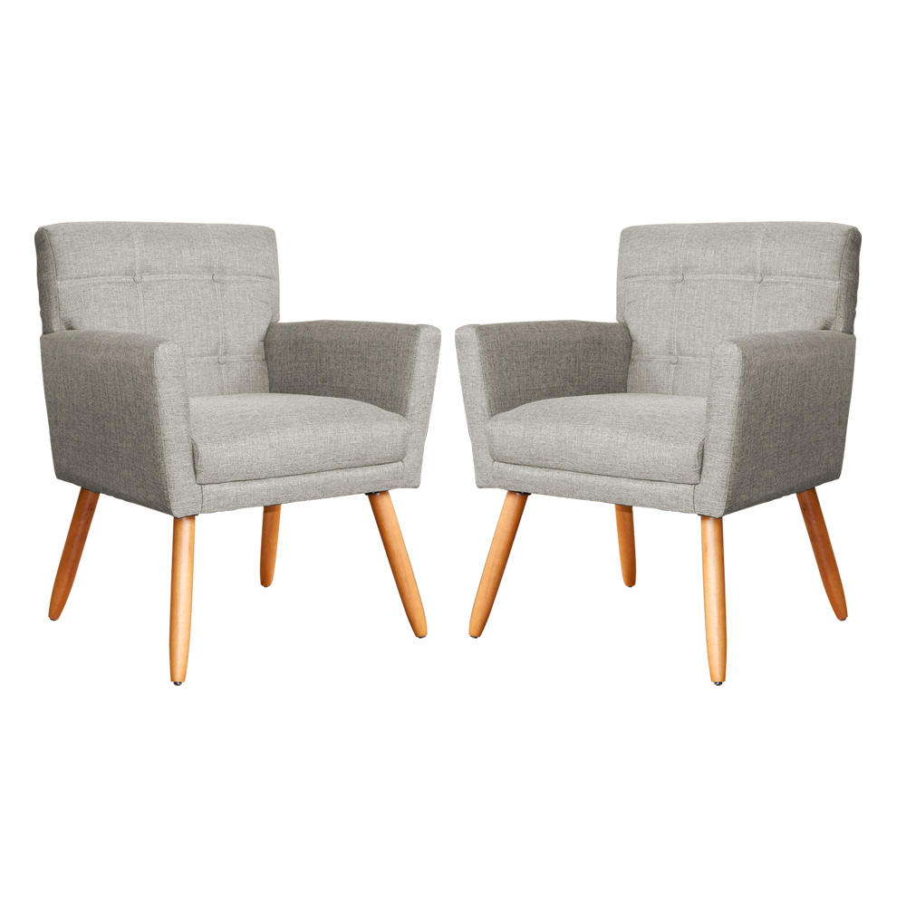 Kit 02 Poltronas Decorativa Onix Linho Bege