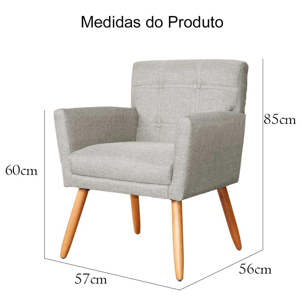 Kit 02 Poltronas Decorativa Onix Linho Bege