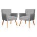 Kit 02 Poltronas Decorativa Onix Linho Cinza