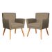 Kit 02 Poltronas Decorativa Onix Linho Marrom Claro